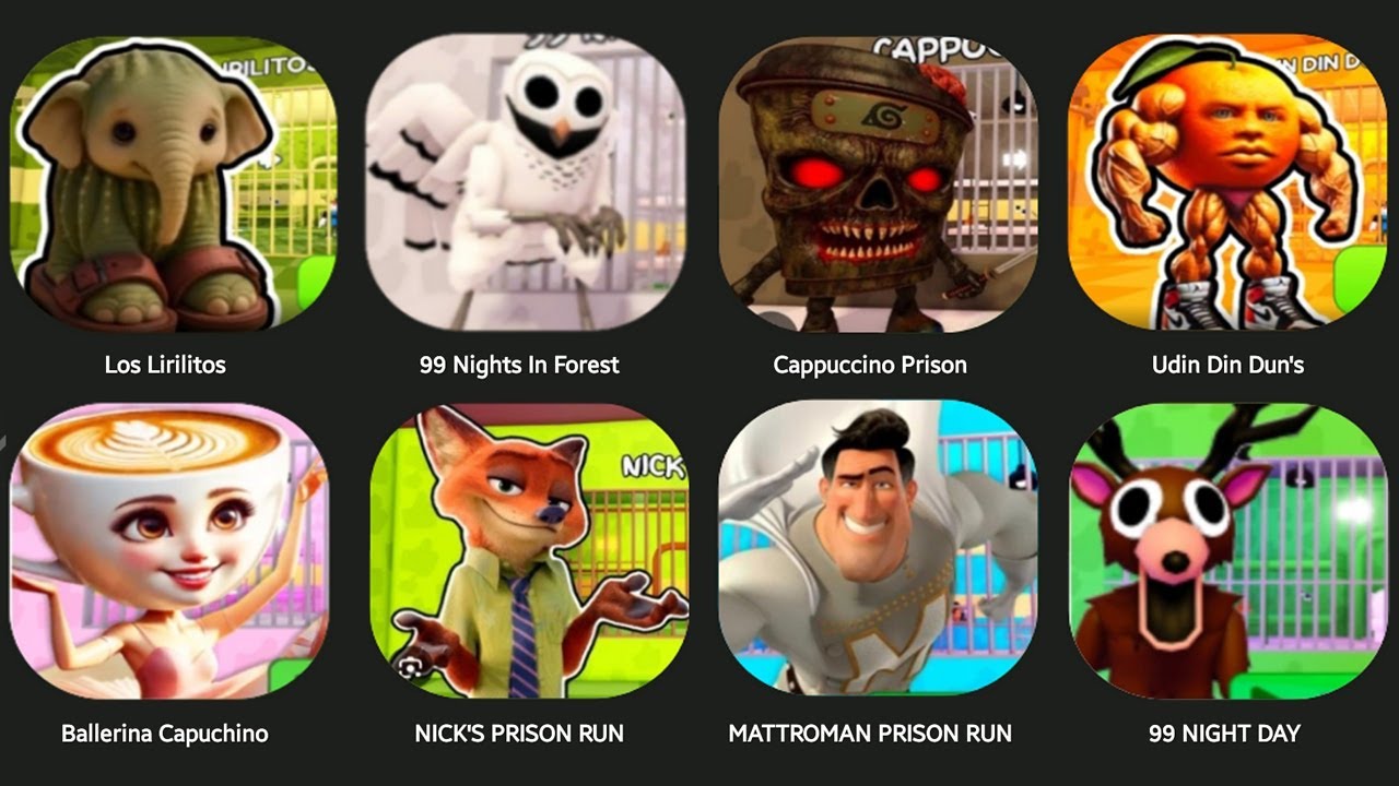 ROBLOX,CAPUCHINO ASASSINO,UDIN DIN DUN'S,METTRO PRISON RUN,99 NIGHT DAY,LIRILI LARILA,MR NICK'S...