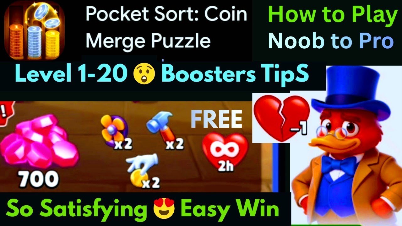 Pocket Sort: Coin Merge Puzzle Gameplay | Levels 1-20 Walkthrough (Easy Win Strategy)
