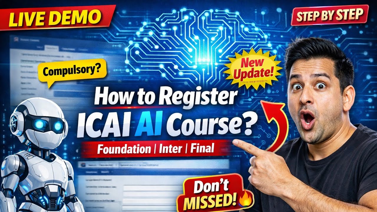 Live Demo :- How To Register ICAI AI Course | CA Foundation,Inter & Final | ICAI AI Course & Exam
