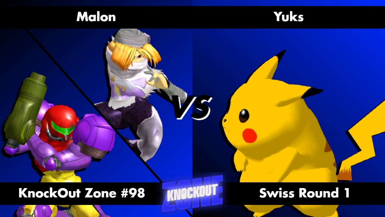 KnockOut Zone #98 - SSBM Swiss Round 1 - Malon (Sheik/Samus) vs Sabreur (Pikachu)