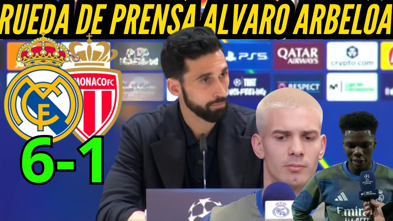 RUEDA de PRENSA de ALVARO ARBELOA despues de la VICTORIA del REAL MADRID 6 vs MONACO 1