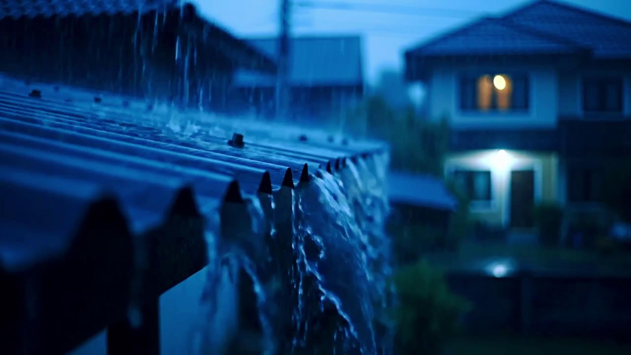 Serene Downpour on Tin Roof: Midnight Rainfall Echoing Softly in the Quiet Dark 218 HD