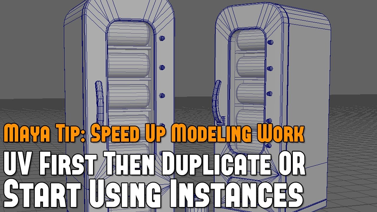 Maya Tip: 2 Ways to Speed Up Repeated Modeling by UVing First Then Duplicate or Using Instances