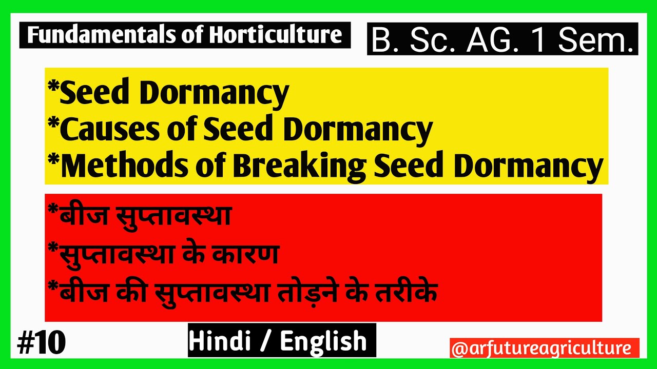 Seed Dormancy || Causes & Methods of Breaking Seed Dormancy || B.Sc. Ag. ICAR JRF & CUET Preparation