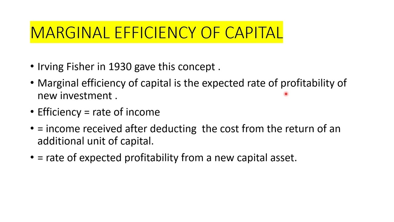 MARGINAL EFFICIENCY OF CAPITAL / IN ENGLISH #macroeconomics #economics