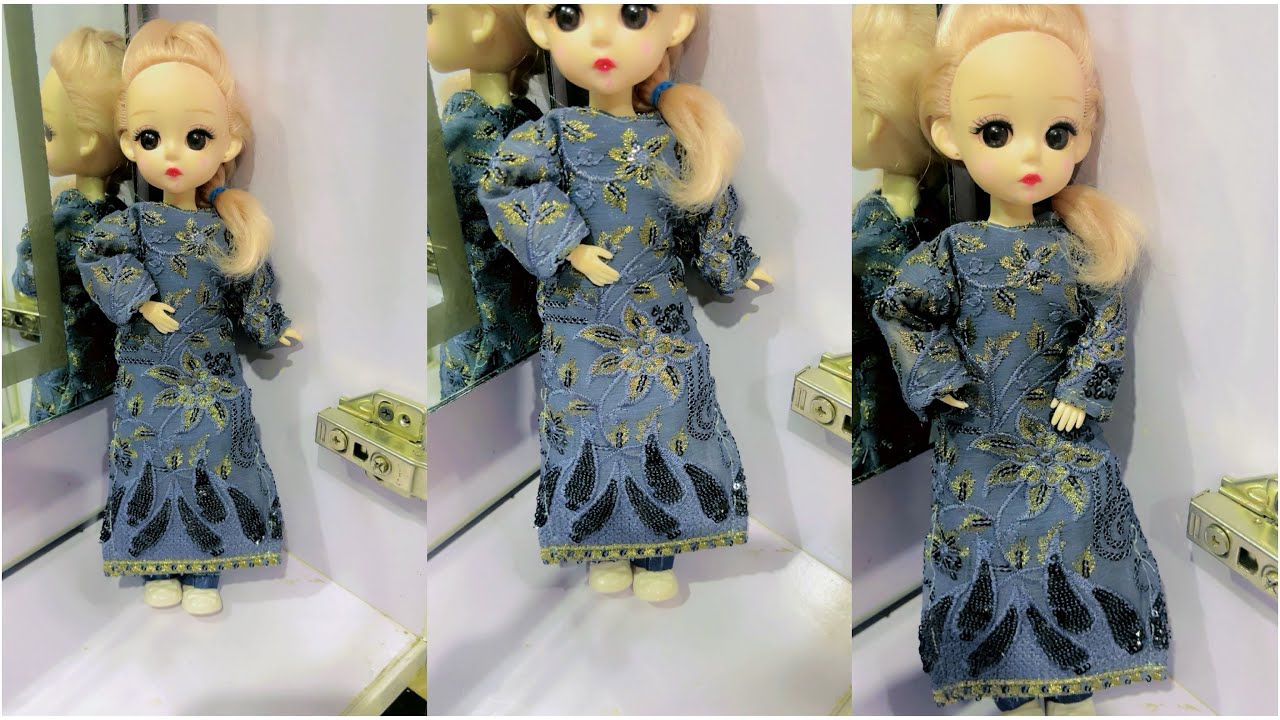 ✨ Beautiful Long Doll Dress Stitching | Elegant Handmade Doll Outfit | Easy DIY ✨