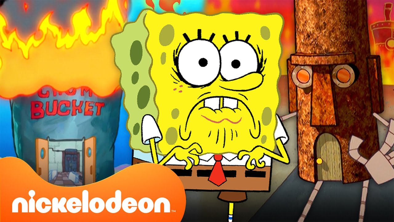 سبونج بوب | بيكيني بوتوم تتعرض للتدمير لمدة 20 دقيقة متواصلة 💥 | Nickelodeon Arabia