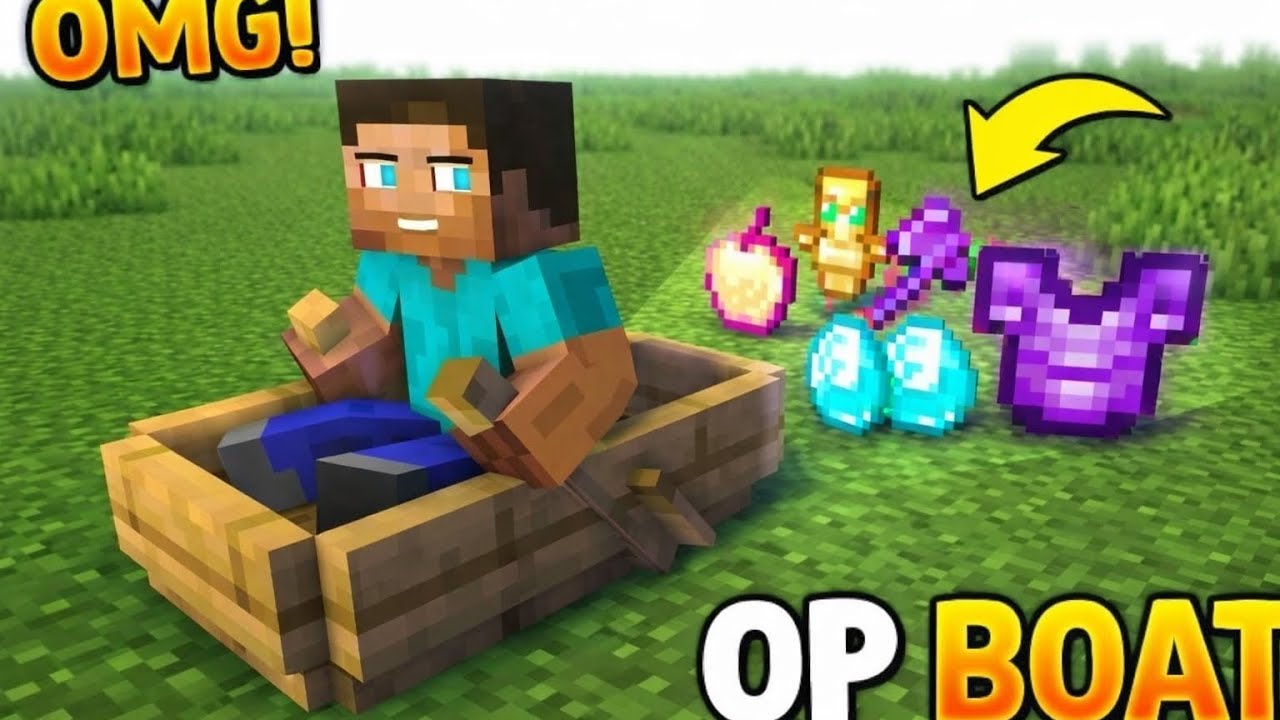 Minecraft but boat drops op items