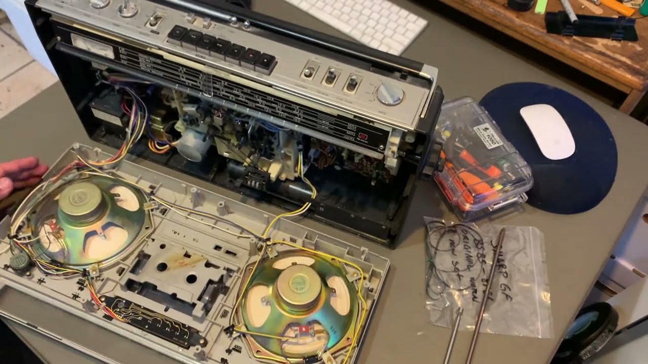 How to replace the belts on the sharp gf-8585 boombox ghettoblaster