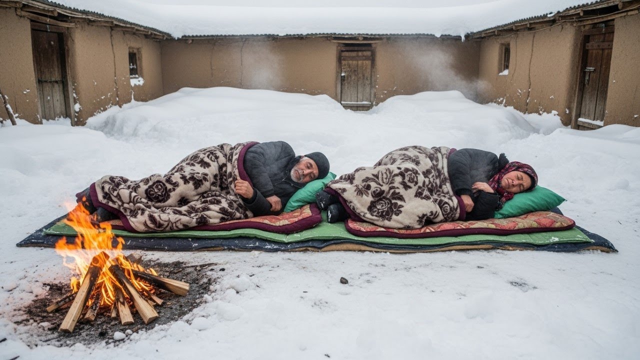 Surviving Harsh Winter Wind Day in the Coldest Village — Village Couple Secures Home ASMR