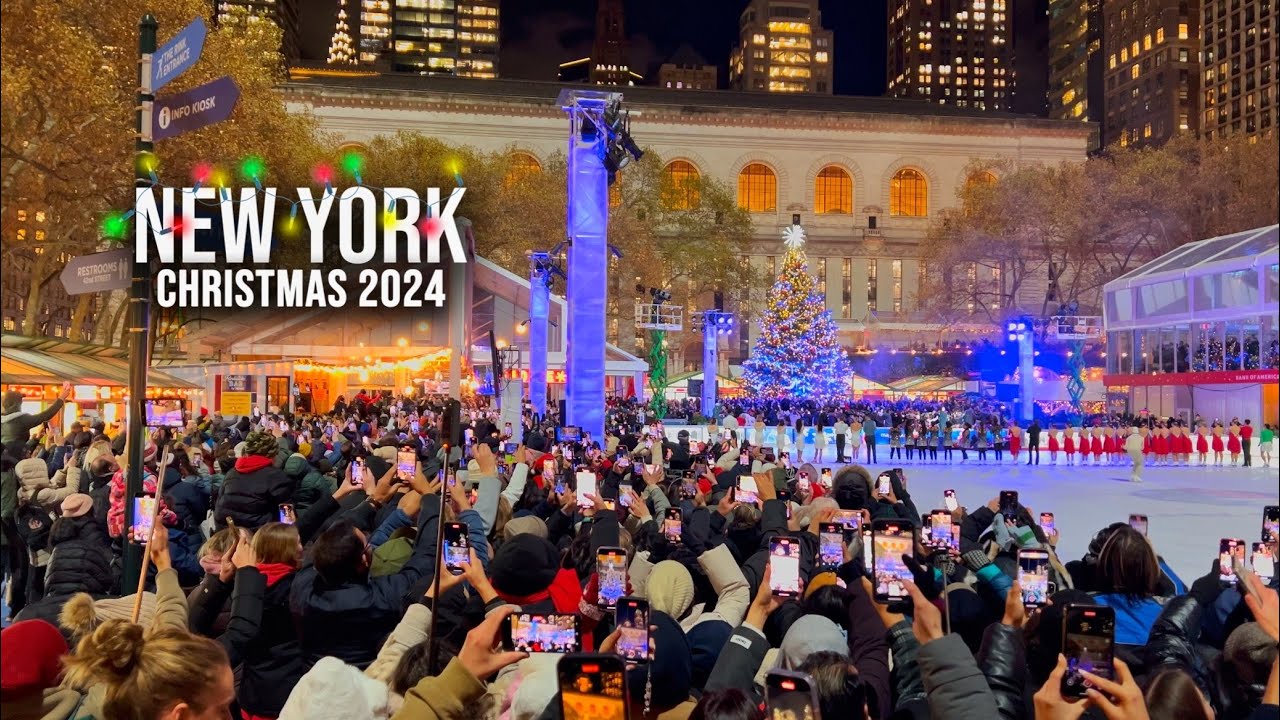 NYC Christmas 2024 4K NYC Christmas Tree Lighting ✨ Bryant Park Christmas Tree Lighting 2024
