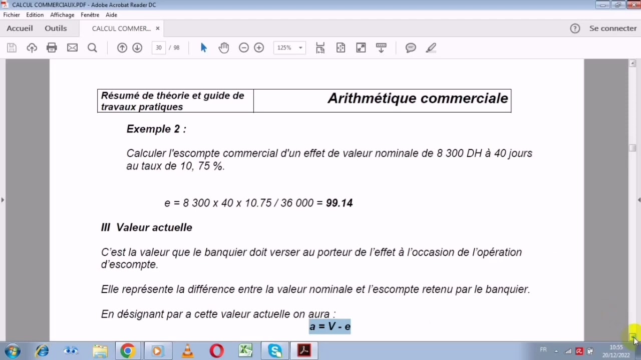 L'escompte commercial: La valeur actuelle