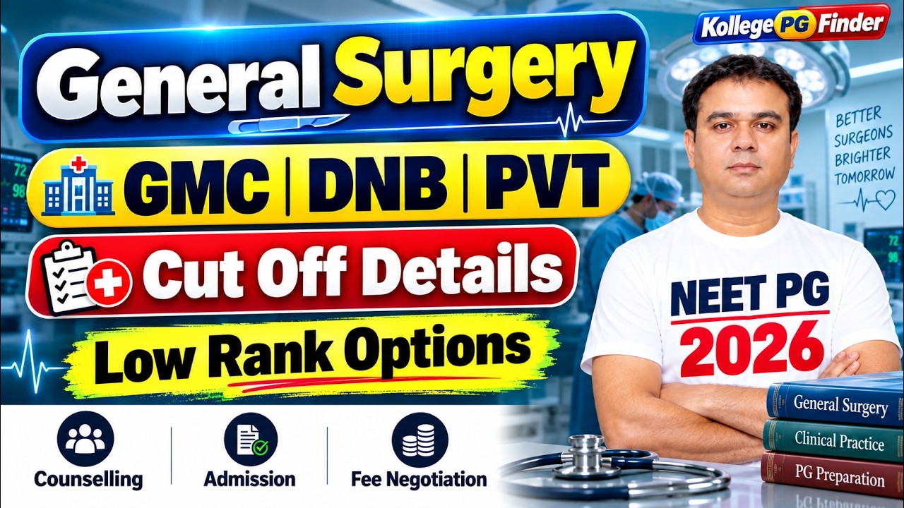 MS-GENERAL SURGERY | GMC DNB PVT | CUT OFF DETAILS | LOW RANK OPTIONS #neetpg2026