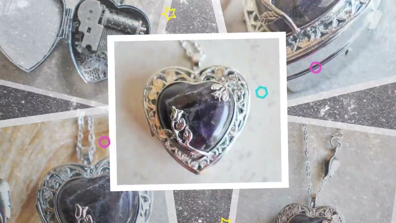 Amethyst Quartz Music Box Locket