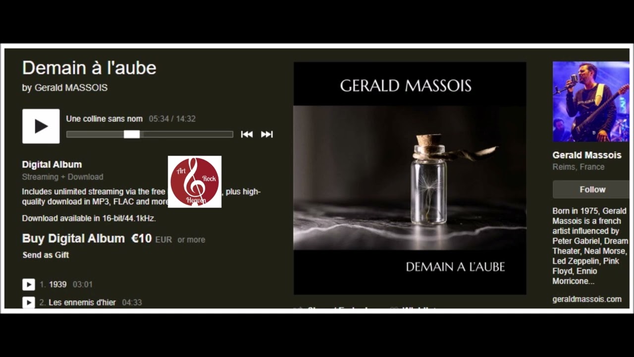 Gerald Massois(France)-Demain A L'aube(2025)-Une colline sans nom, (Progressive rock).