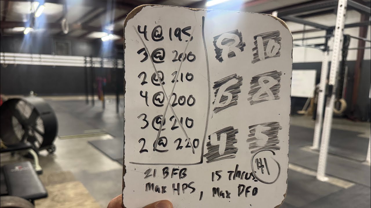 AMRAP2x6 Rest :30 b/t AMRAO2:21 Bar Facing Burpees, Max HPS 95lbs; AMRAP2 15 Thrus., Max BFB