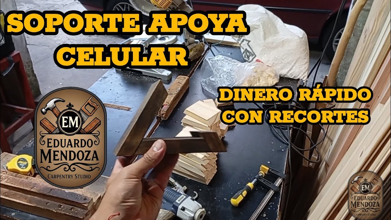 Apoya celular rústico de madera dinero rápido con recortes #carpinteria #taller #madera #tutorial
