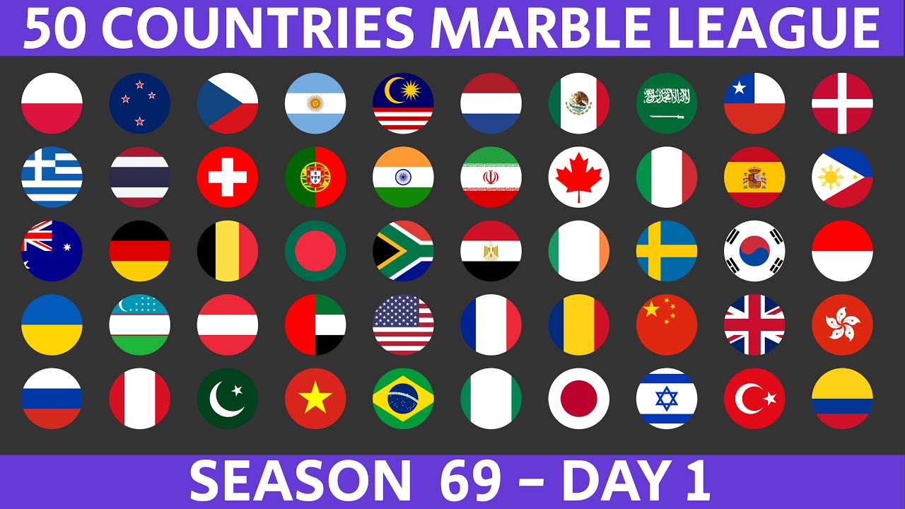 50 Countries Marble Race League Season 69 Day 1/10 Marble Race in Algodoo