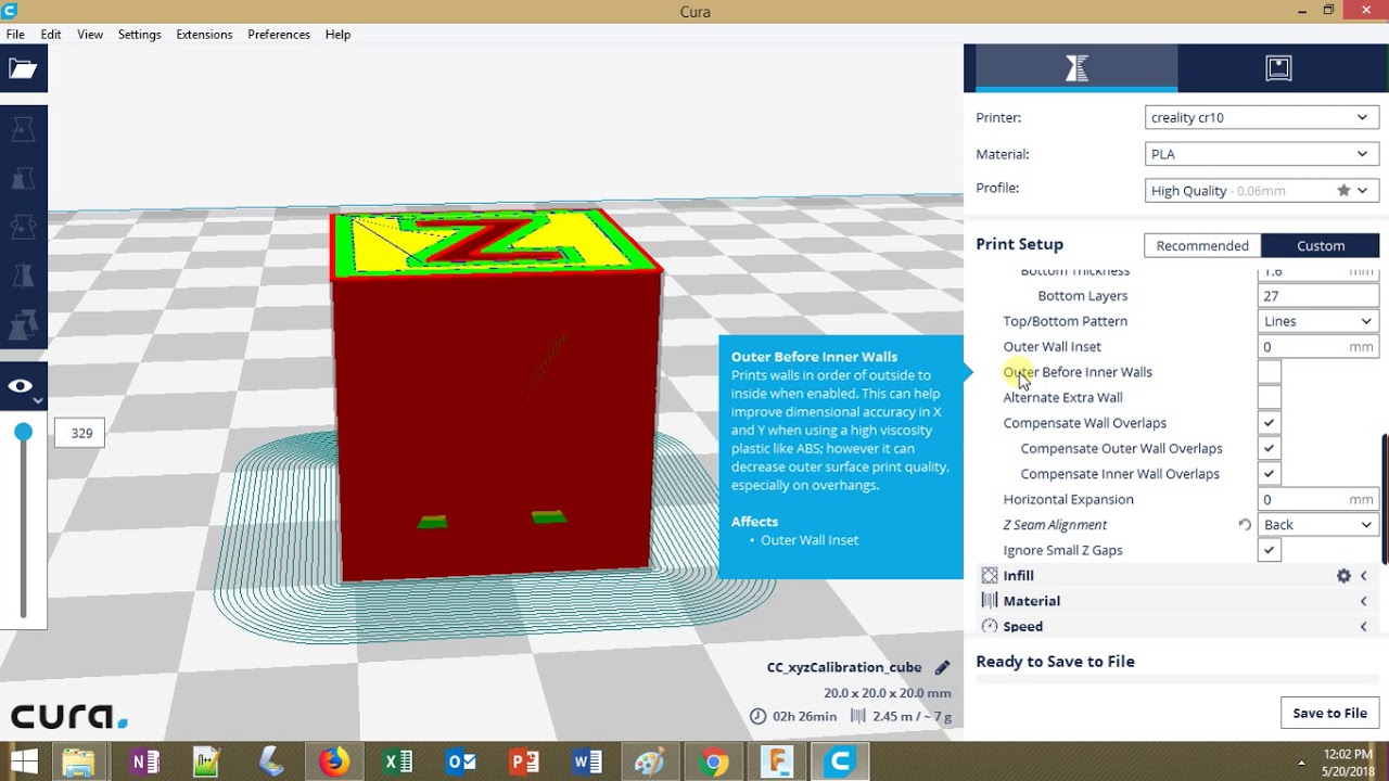 Cura Settings for the Creality CR10 (Quality, Shell)