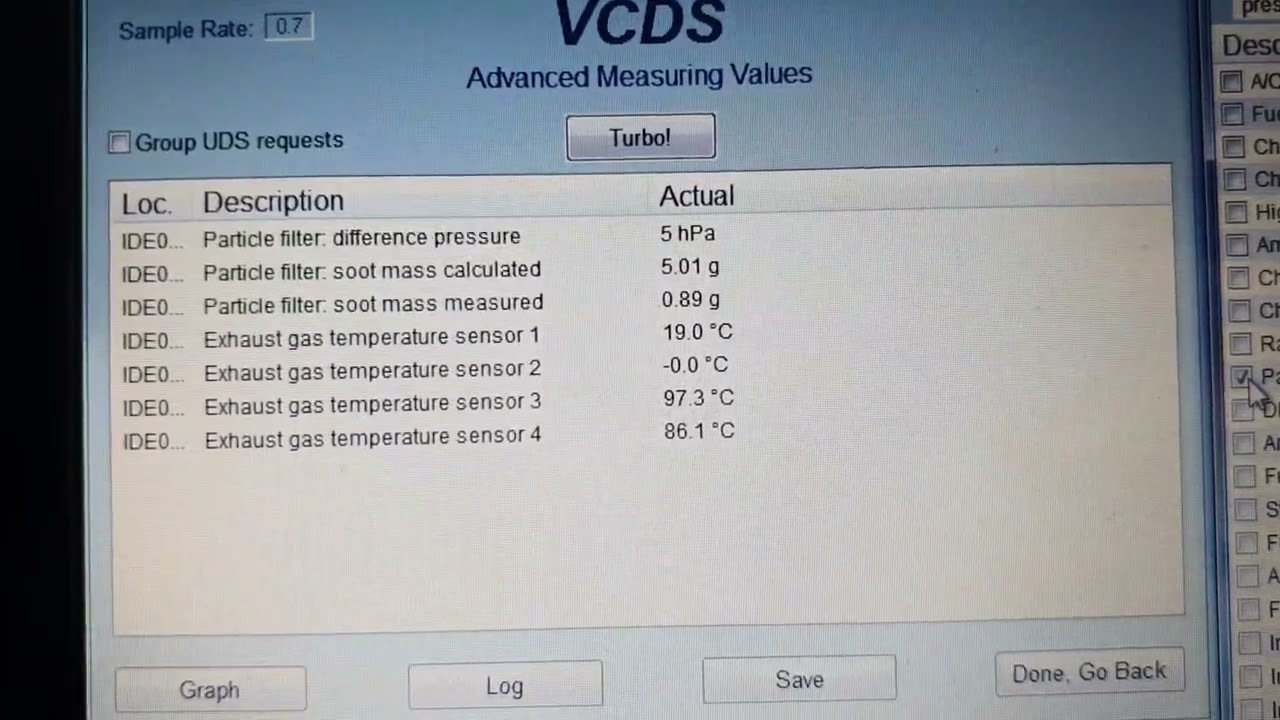 dpf jakie powinno być cisnienie temperatury sadza