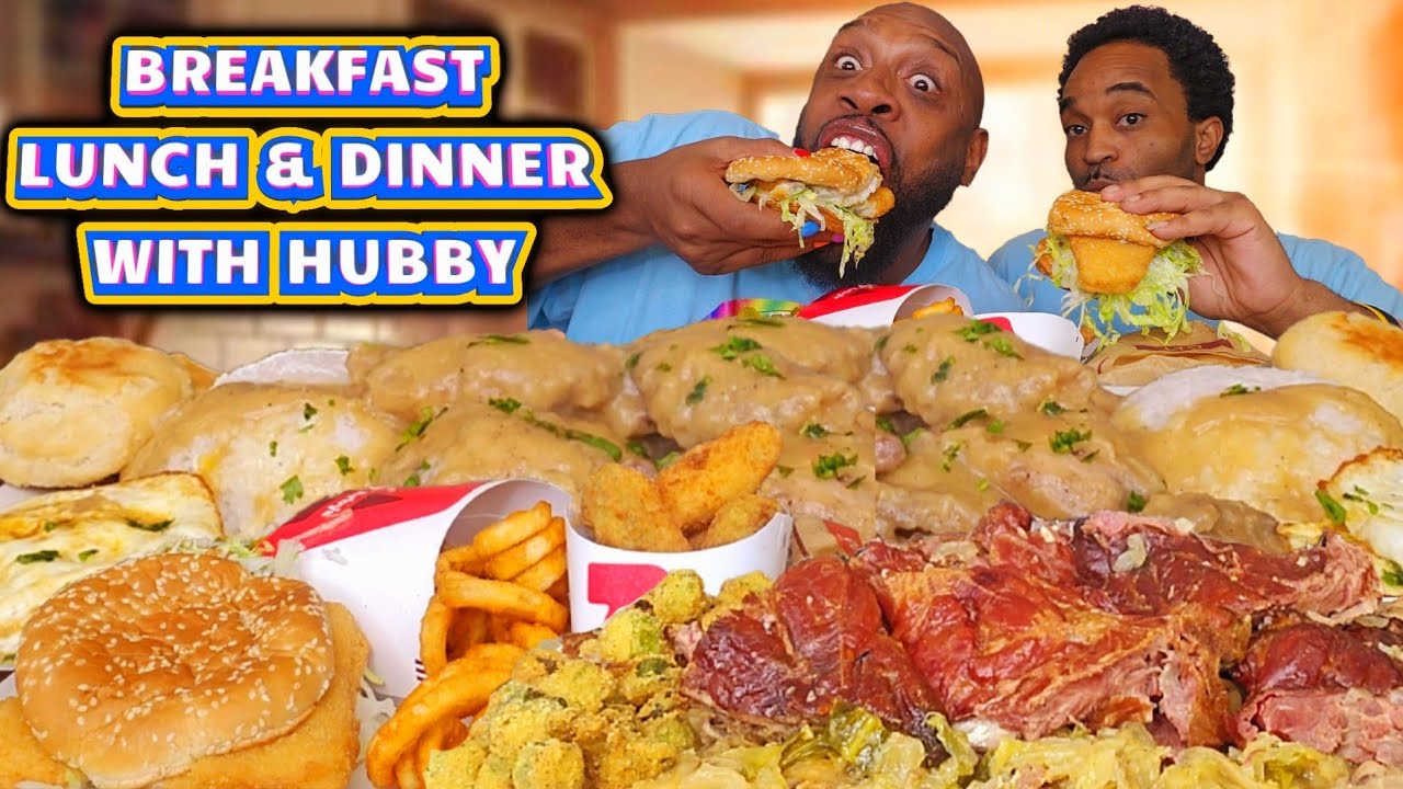 BREAKFAST LUNCH & DINNER WITH HUBBY | MUKBANG | SOULFOOD & SEAFOOD
