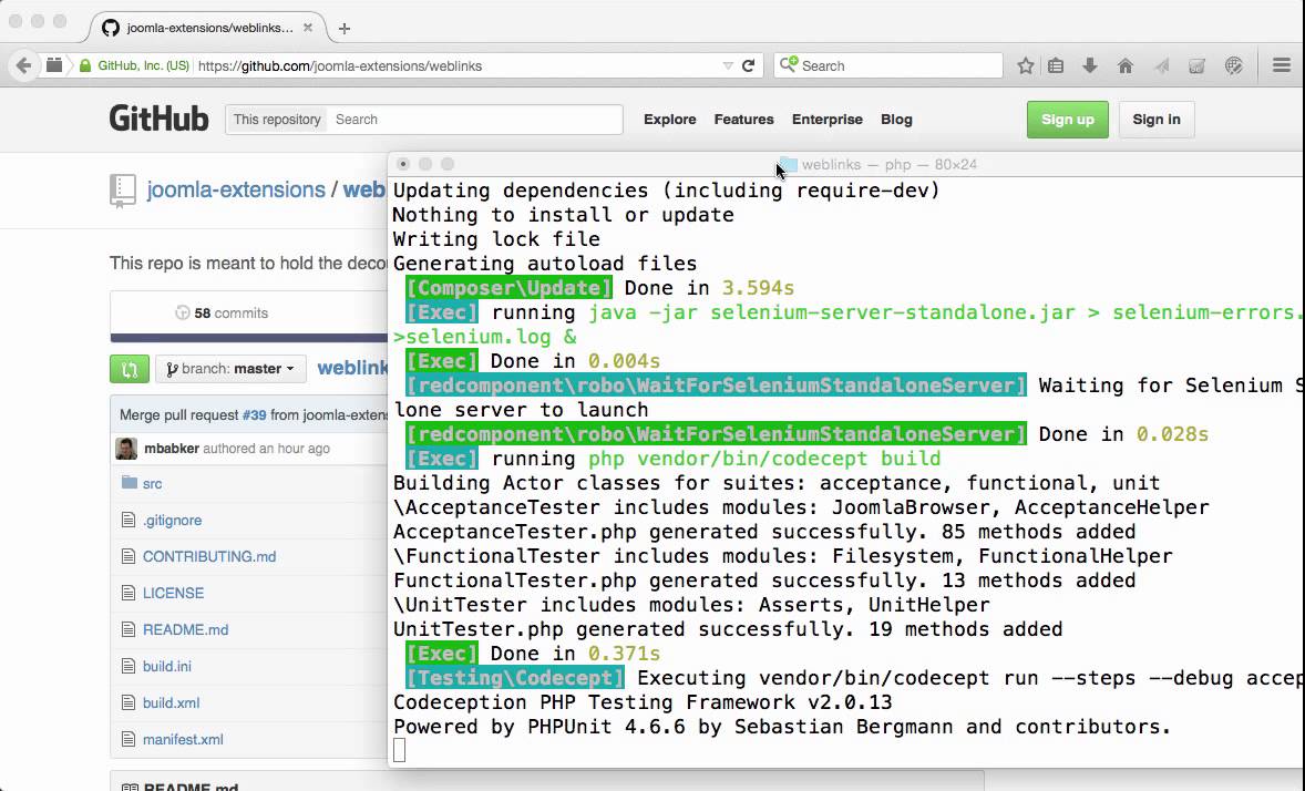 Automated Tests for Joomla Weblinks component