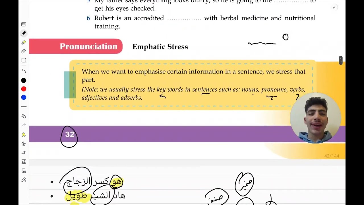 Pronunciation Emphatic Stress Unit 3 صوتيات الوحدة الثالثة