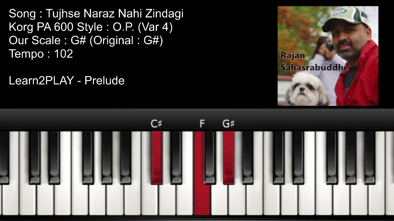 Prelude - Tujhse Naraz Nahi Zindagi - Piano Tutorial - Slow Play - EZ Piano - Lighted Keys - Notes