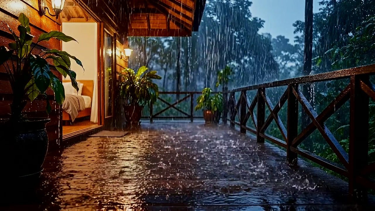 Night Rain Sounds for Deep Sleep and Relaxation, Calming Rain Noise - Balcony Rain