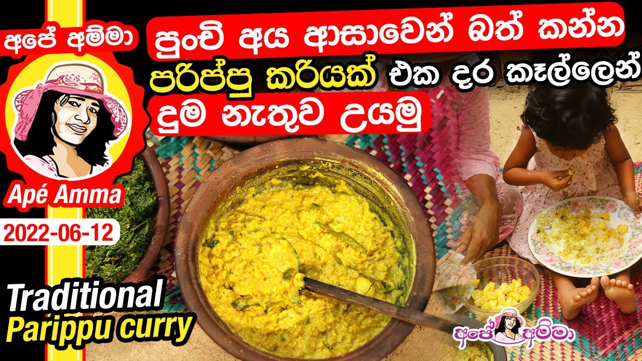 ✔ පුංචි අය ආසාවෙන් බත් කන්න පරිප්පු කරියක් එක දර කෑල්ලෙන් දුම නැතුව උයමු Parippu curry by Apé Amma