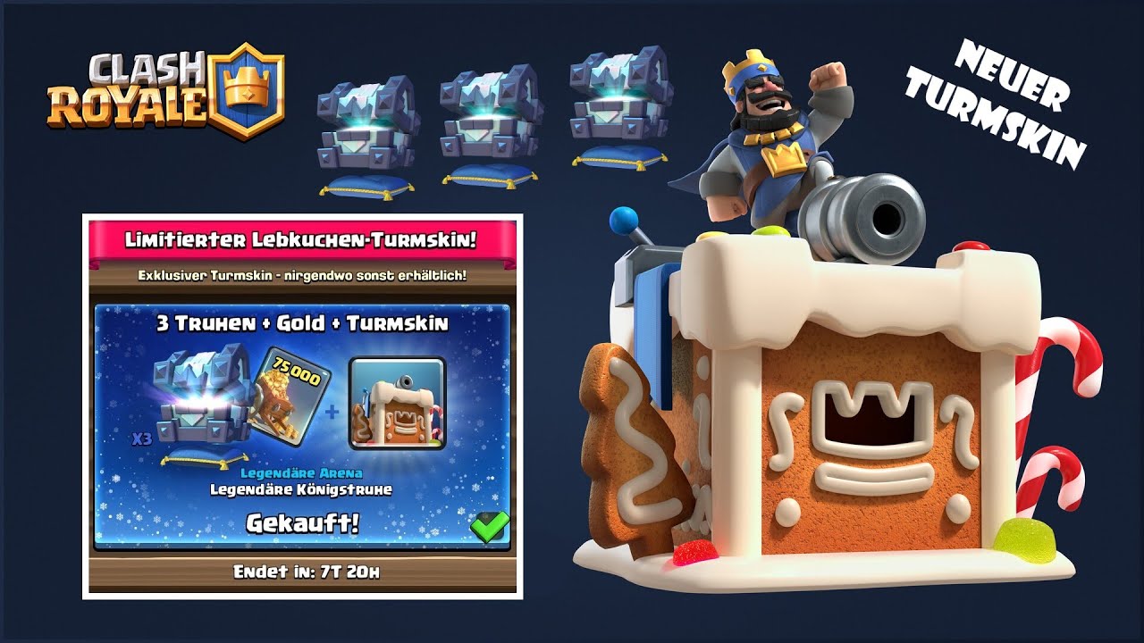 Limitierten Lebkuchenhaus-Turmskin + 3 legend&auml;re K&ouml;nigstruhen kaufen in Clash Royale