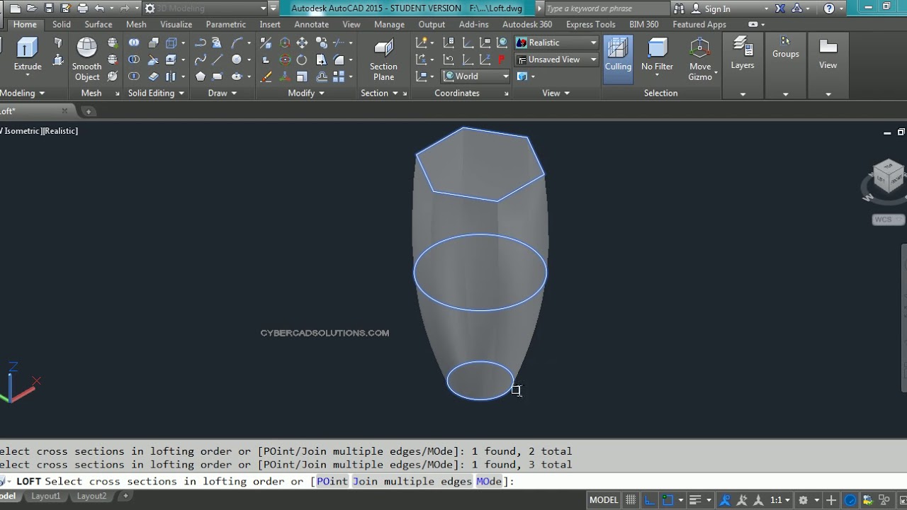 How to Create a Loft in AutoCAD 3D