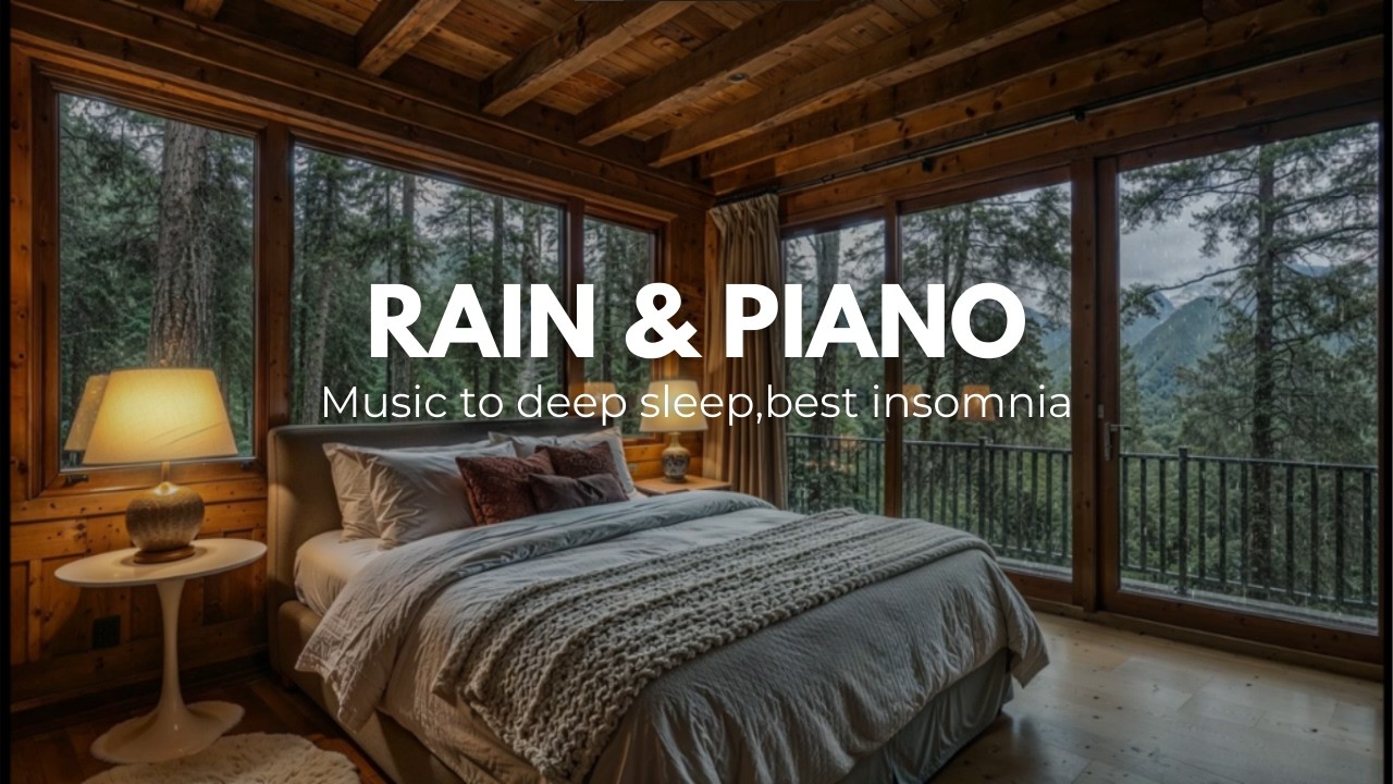 Deep Sleep Music 🌧️🌲 Rain on Window & Gentle Piano | Cozy Forest Cabin Ambience for Sleeping ✨