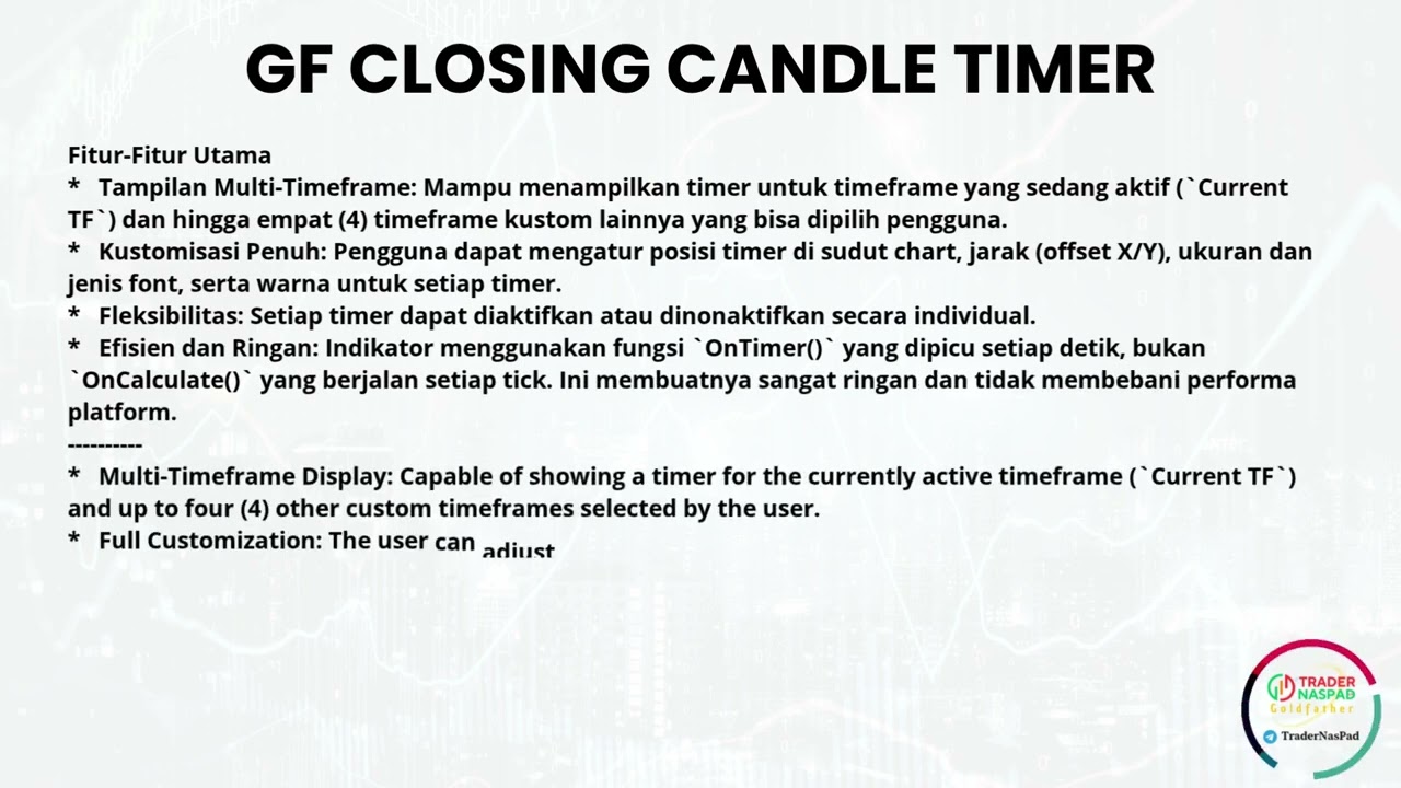 GF Closing Candle Timer #MetatraderIndicator #TradingToolkit