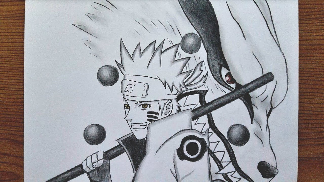 How To Draw Naruto Uzumaki Six Paths Sage Mode With Kurama || Anime Drawing Tutorial