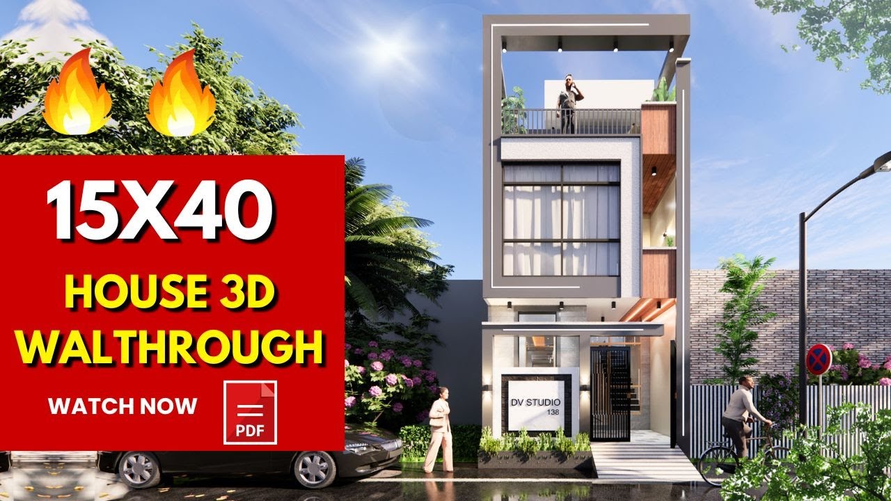 15x40 House plans 3D | 3BHK + PANTRY | 4.5x12 Meters || DV Studio