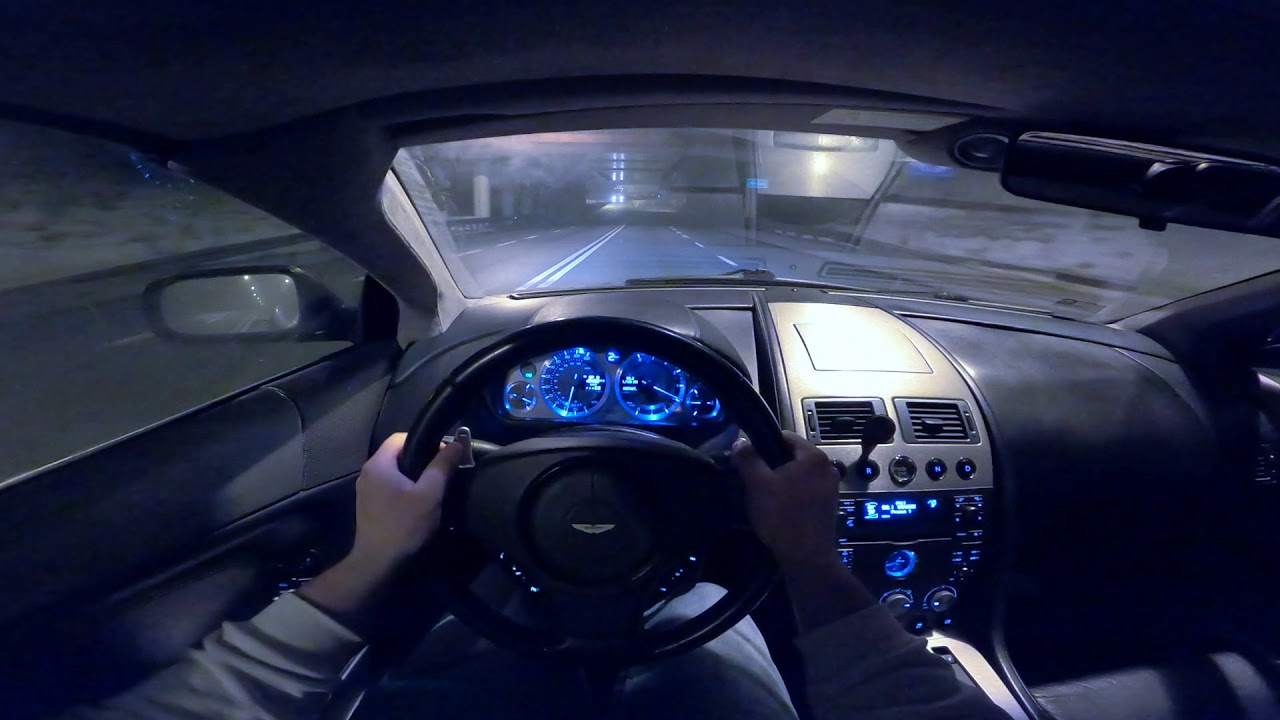 2006 Aston Martin DB9 Volante 6.0 V12 455 HP - Night POV Test Drive, sound, and powersilde