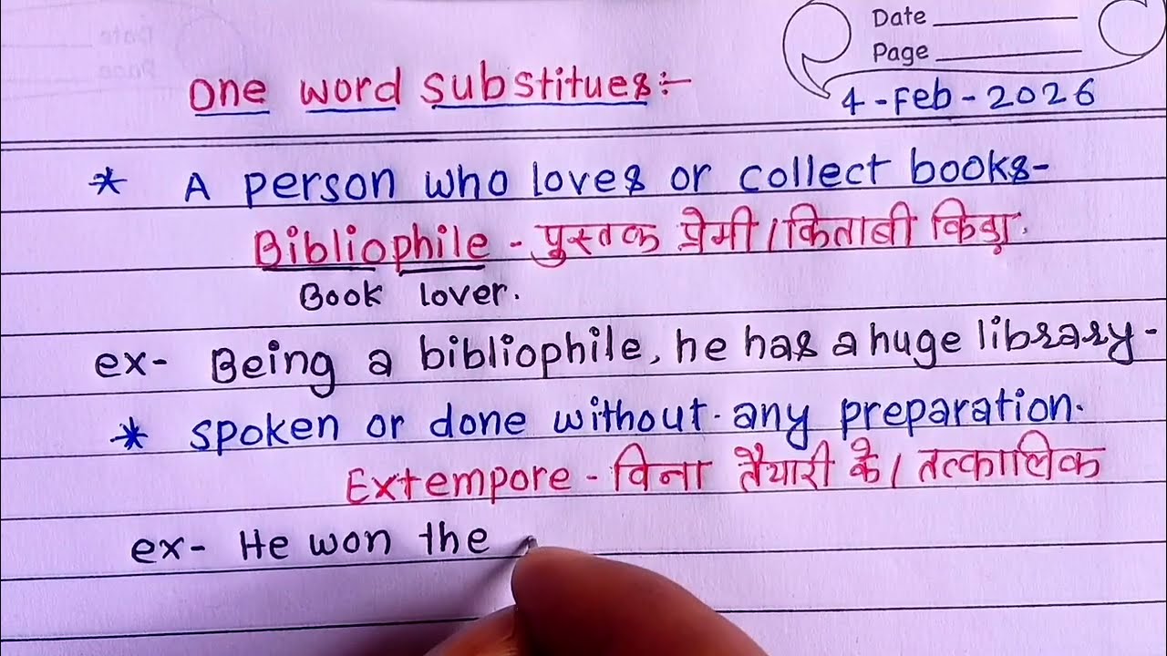 4 February  seven One Word Substitution for Competitive Exams & Spoken English -Concept ME Classes