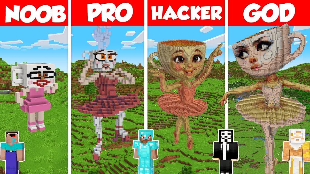 Ballerina Cappuccina Build Battle Challenge - Noob vs Pro vs Hacker vs God - Minecraft Animation