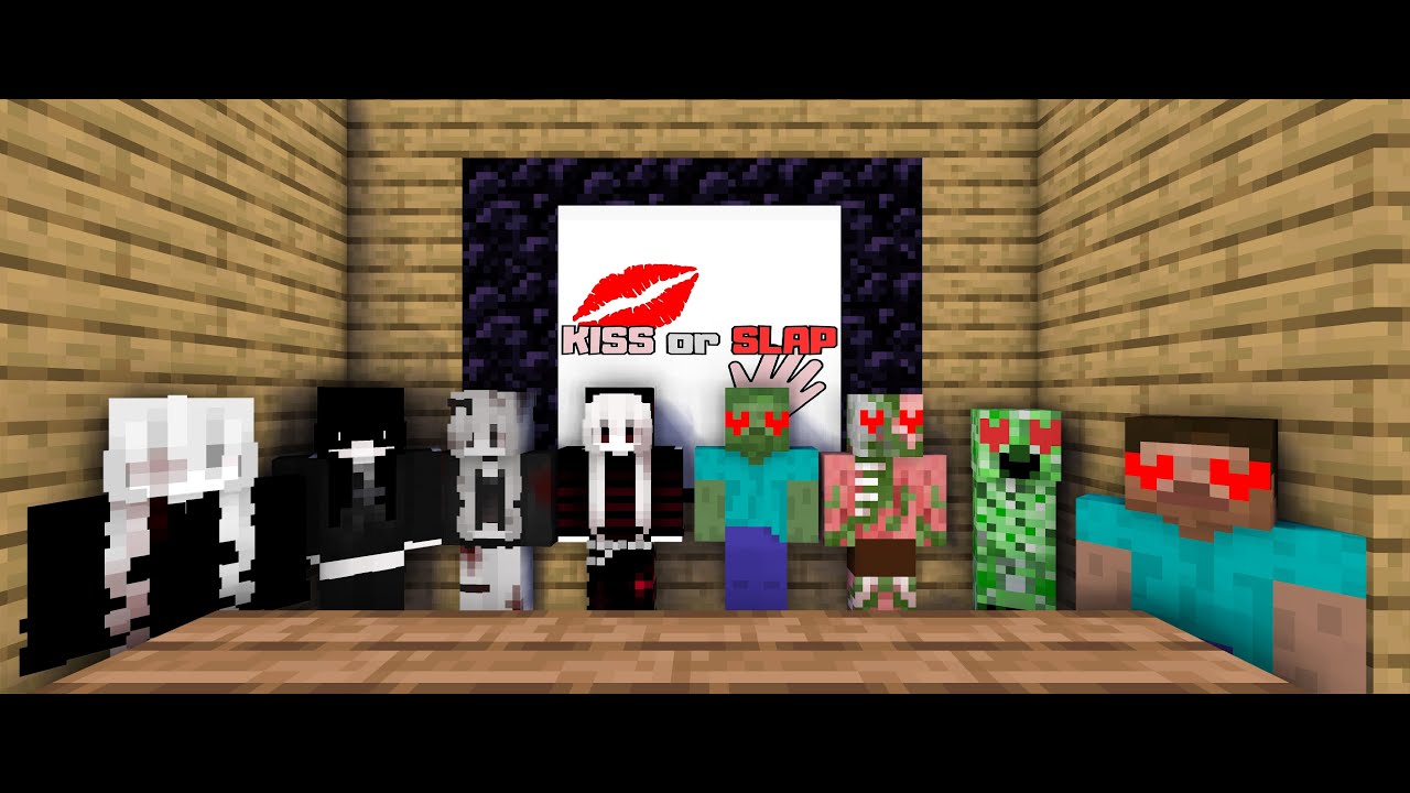 KISS OR SLAP CHALLENGE - Monster school Minecraft Animation
