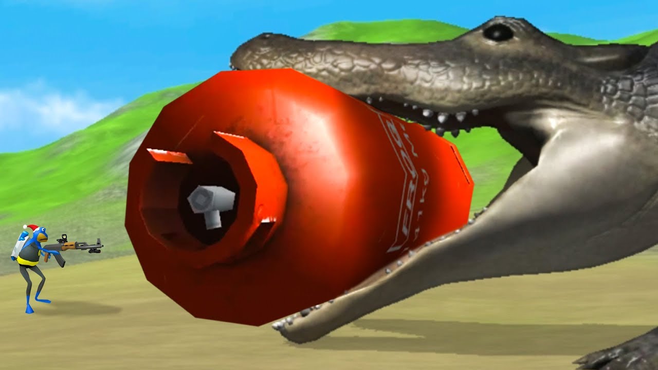 GIANT ALLIGATOR vs GIANT RED TANK - Amazing Frog Part 185 | Pungence