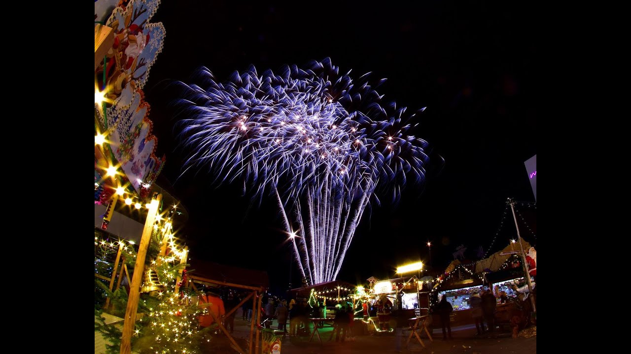 Winterdorf Rheingalerie Ludwigshafen 2019 - Feuerwerk zum Nikolaustag