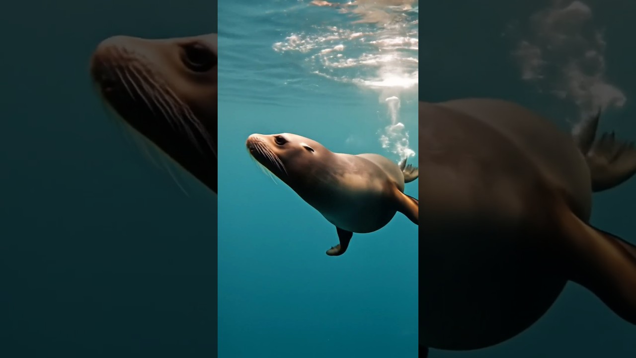 How a beautiful sea lion swims on the seabed#sea#trendingshorts#shorts#beautiful