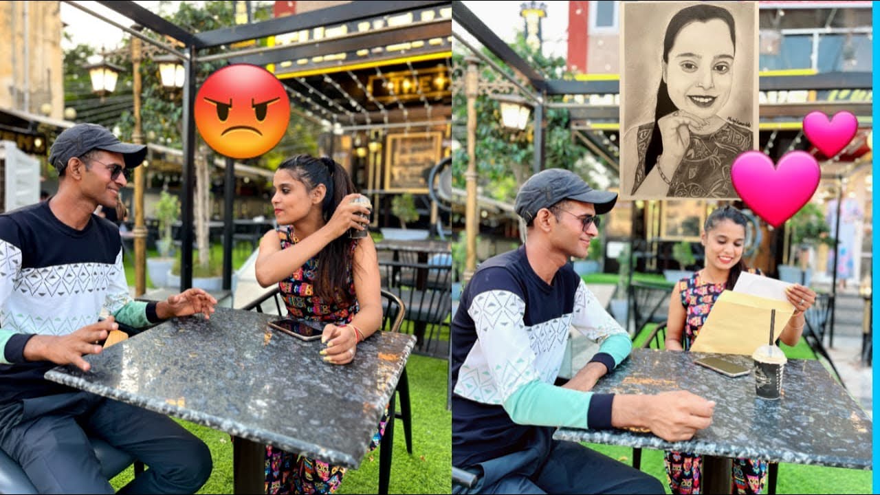 कोल्ड कॉफ़ी के लिए किया गुस्सा फिर उसके बाद स्केच देकर किया लड़की को इम्प्रेस // drawing prank 🥰 