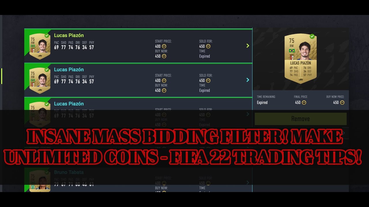 FIFA 22 TRADING TIPS - INSANE MASS BIDDING FILTER! MAKE UNLIMITED COINS - FIFA 22 TRADING TIPS!