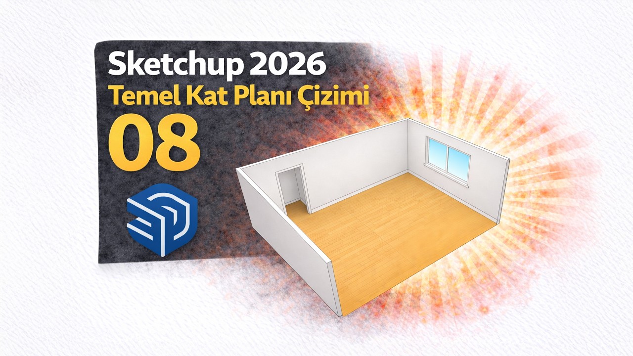 Sketchup 2026 Temel Kat Planı Çizimi 08 #sketchup #mimari