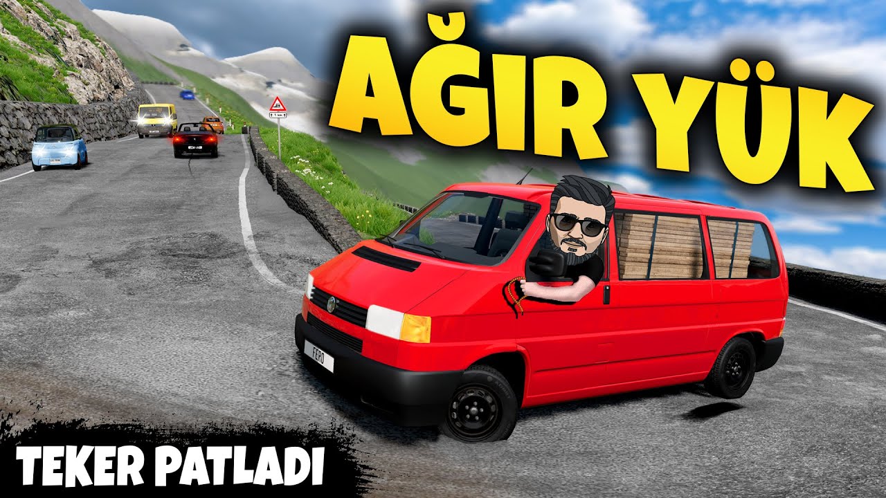 2 TON YÜK İLE EFSANE DAĞ YOLLARINA DALDIM . TRANSPORTER / BeamNG.drive / Diy steering wheel set