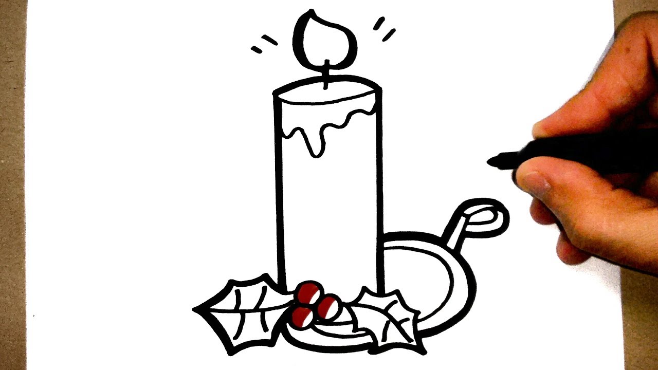 How to draw a Christmas candle easy