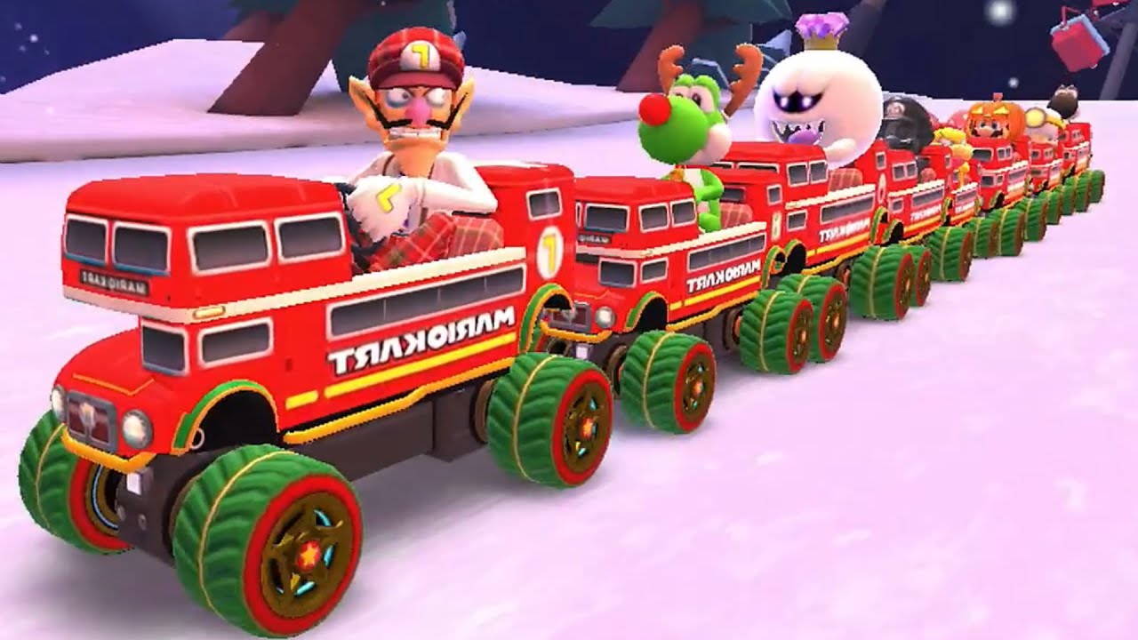Waluigi's 🅱️ℹ️Ⓖ Bus Tour All Tracks 300cc! - Mario Kart Tour Winter Tour