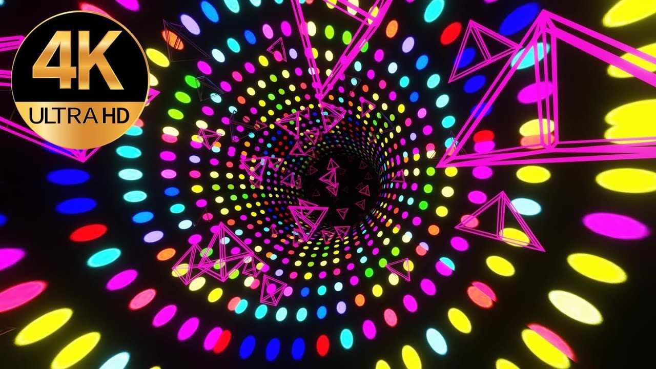 10 Hour 4k Fast moving Relax Meditation metallic Color Neon light Tunnel Abstract background video